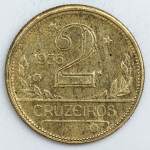 Numismática, Brasil. Moeda de 2 CRUZEIROS 1956 