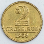 Numismática, Brasil. Moeda de 2 CRUZEIROS - MÓDULO MENOR 1956 
