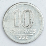 Numismática, Brasil. Moeda de 10 CENTAVOS - ALUMÍNIO 1958 