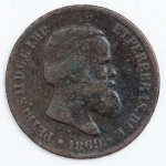 Numismática, Brasil. Moeda de 10 RÉIS 1869 Com ponto no `S` de `Réis`