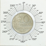 Numismática, Brasil. Moeda de 10 CENTAVOS 1967 REVERSO INVERTIDO