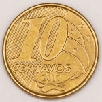 Numismática, Brasil. Moeda de 10 Centavos, 2017. V.501. Reverso inclinado à direita e sobra de metal na palavra `Brasil`. Oportunidade.