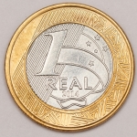 Numismática, Brasil. Moeda de 1 Real, ano 2014. Paratriatlo (Olimpíadas 2016). Data vazada no reverso, parte superior acima das 2 rodas. Rara. Oportunidade.