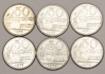 Numismática, Brasil. Lote de 50 Centavos. Anos 1970, 1975, 1976, 1977, 1978 e 1979.