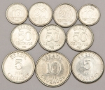 Numismática, Brasil. Lote com 10 moedas de 10, 20 e 50 Centavos de Cruzado (anos 1986, 1987, 1988). Além de 5 Cruzados (1987 e 1988) e 10 Cruzados (1988).