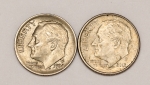 Numismática, U.S.A. 2 moedas de One Dime. Anos 1984 P e 2012 P. Roosevelt.