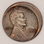 Numismática, U.S.A. Moeda One Cent Dollar Lincoln, 1955. Anomalia Rara.