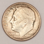 Numismática, U.S.A. One Dime, 1948. Prata 900. 2.5g, 18mm. Roosevelt. Escassa.