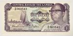 Numismática, Gambia. Cédula de 1 Dalasi Sob+/FE