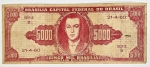 Numismática, Cédula propaganda do Brasil 5000 Brasília 1960 JK. Com selos e carimbos da inauguração de Brasília MBC