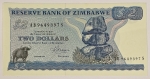 Numismática, Zimbabewe. Cédula de 2 Dollars FE
