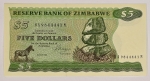 Numismática, Zimbabewe. Cédula de 5 Dollars FE