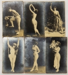 Colecionismo - 6 Antigas figurinhas de nude - Aprox anos 10 /20 - Origem Desconhecida - Apenas com a marca SHE em duas delas