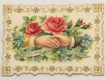 Colecionismo - Antigo Cartão ofertado a um dos nubentes  - com os dizeres ` Vamo-nos esposar ` - Motivos Florais e a aliança de casamento - Todo em relevo - 7 x 5 cm