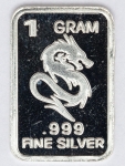 Numismática. Prata 999. 1 grama. Colecional. Estimada e muito colecionável. Dragão.