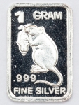 Numismática. Prata 999. 1 grama. Colecional. Estimada e muito colecionável. Rato. 