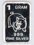 Numismática. Prata 999. 1 grama. Colecional. Estimada e muito colecionável. Porco.