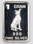 Numismática. Prata 999. 1 grama. Colecional. Estimada e muito colecionável. Cachorro. 