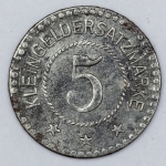 Numismática. Magnífica peça. Proveniente de importante coleção adquirida na Alemanha. Notgeld. 5 Pfennig. Saalfeld. Linda peça.