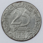 Numismática. Magnífica peça. Proveniente de importante coleção adquirida na Alemanha. Notgeld. 25 Pfennig 1921. Rothemburg.