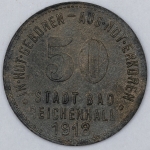 Numismática. Magnífica peça. Proveniente de importante coleção adquirida na Alemanha. Notgeld. Magnífico exemplar. 50 pfennig. 1918. Bad Reichenhal. Baviera. 18.000 habitantes. 