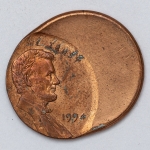 Numismática, USA. Fantástico defeito. 1 cent. 1994.