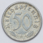 Numismática, Alemanha. 50 Reichspfennig - Nazista. Rara pela fragilidade do alumínio. Oportunidade. 1941 D.