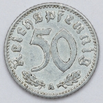 Numismática, Alemanha. 50 Reichspfennig - Nazista. Rara pela fragilidade do alumínio. Oportunidade. 1941 A.
