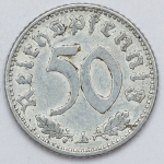 Numismática, Alemanha. 50 Reichspfennig - Nazista. Rara pela fragilidade do alumínio. Oportunidade. 1939 A.