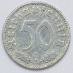 Numismática, Alemanha. 50 Reichspfennig - Nazista. Rara pela fragilidade do alumínio. Oportunidade. 1940 B.
