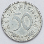 Numismática, Alemanha. 50 Reichspfennig - Nazista. Rara pela fragilidade do alumínio. Oportunidade. 1941 A.