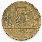 Numismática, Brasil. 5 Cruzeiros 1943.