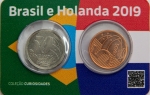 Numismática, Brasil. 5 e 50 centavos. Letra A. Produzidas na Holanda. 2019.