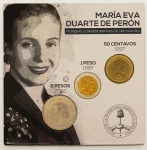 Numismática, Argentina. EUA. Perón. 3 peças.