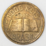 Numismática, Brasil. 1000 Réis 1935. Módulo maior.