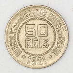 Numismática, Brasil. 50 Réis 1921. Linda.