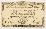 Numismática, França. Domaines Nationaux. 25 Sols.
