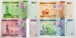 Numismática, Uganda. 1000, 2000, 5000 e 10000 Shillings.