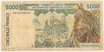 Numismática, África Ocidental. 5000 Francos.