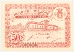 Numismática, Portugal. Cédula do Hospital de São José em Arcos de Valdevez. Flor. Anos 30. 50 centavos. Flor.