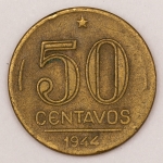 Numismática, Brasil. 50 Centavos 1944. Sem Sigla.