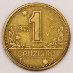 Numismática, Brasil. 1 Cruzeiro 1945. Cunho deslocado.