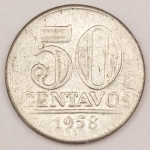Numismática, Brasil. 50 Centavos 1958. Boné.