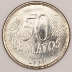 Numismática, Brasil. 50 Centavos 1994. F.C.
