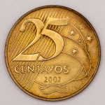 Numismática, Brasil. 25 Centavos 2007. F.C.