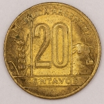 Numismática, Argentina. 20 Centavos 1944. F.C.