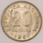 Numismática, Argentina. 20 Centavos 1951. F.C.