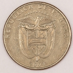 Numismática, Panamá. 1/4 de Balboa 2001.