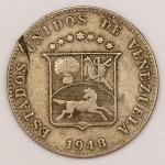 Numismática, Venezuela. 12 1/2 Centimos 1948.