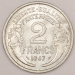 Numismática, França. 2 Francos 1947. F.C.